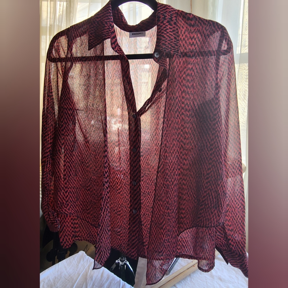 DKNY C Sheer Long Sleeve Top